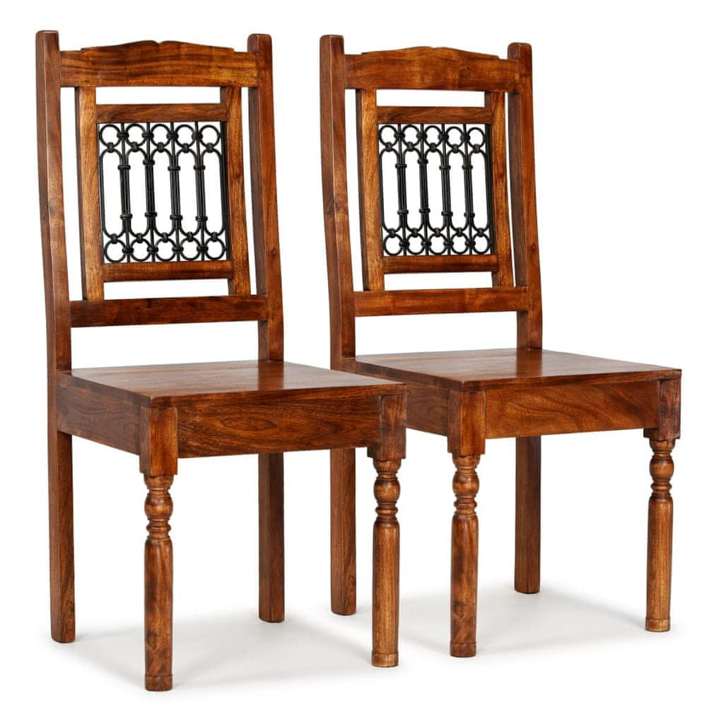 Vidaxl Jedálenské stoličky 2 ks, masív a sheeshamové drevo, klasické